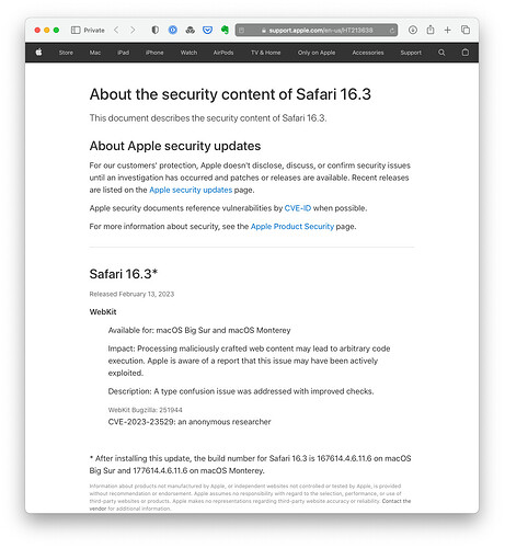 apple safari 16.3.1