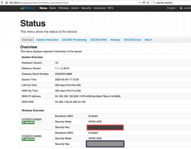 Router admin console