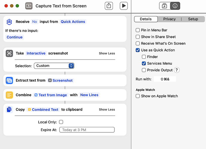 Capture Text from Screen Shortcut