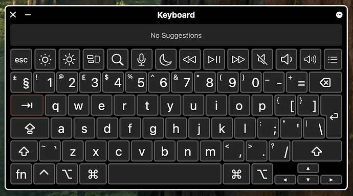 Keyboard Viewer on macOS Sequoia, showing Tab key pressed