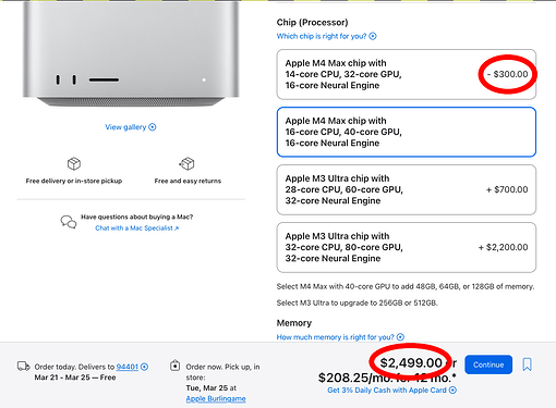 MacStudioM4 prices 3 - M4 Max upgr price jump