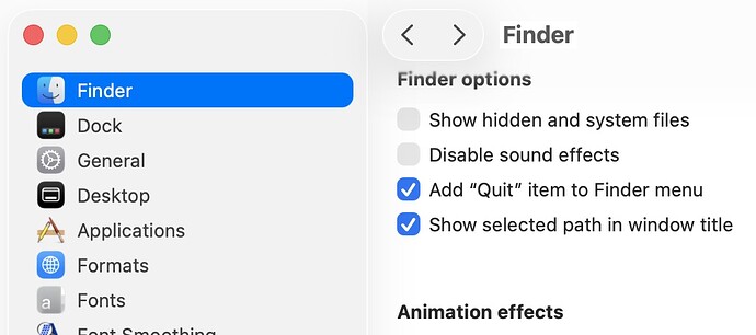 TinkerTool missing Finder