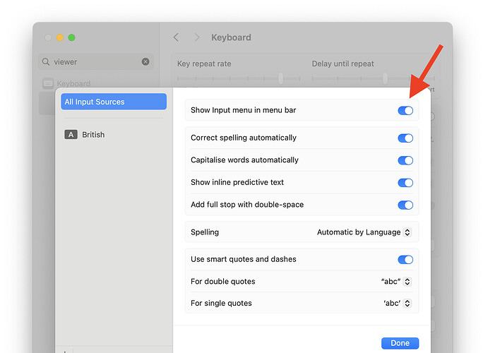 "Show Input menu" option