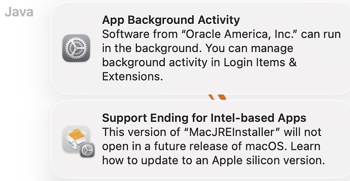 Java Support Ending for Intel-based Macs